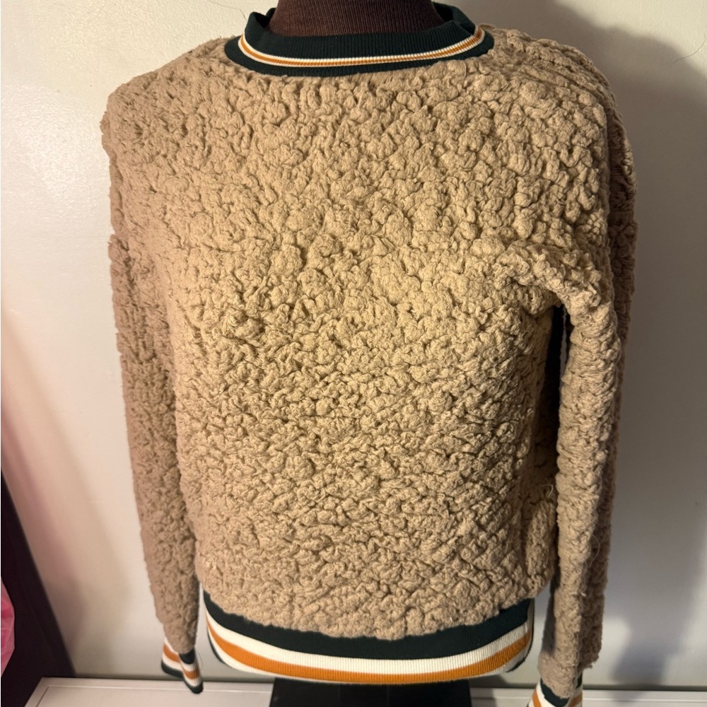 Derek Heart Tan Textured Crew Neck Sweater